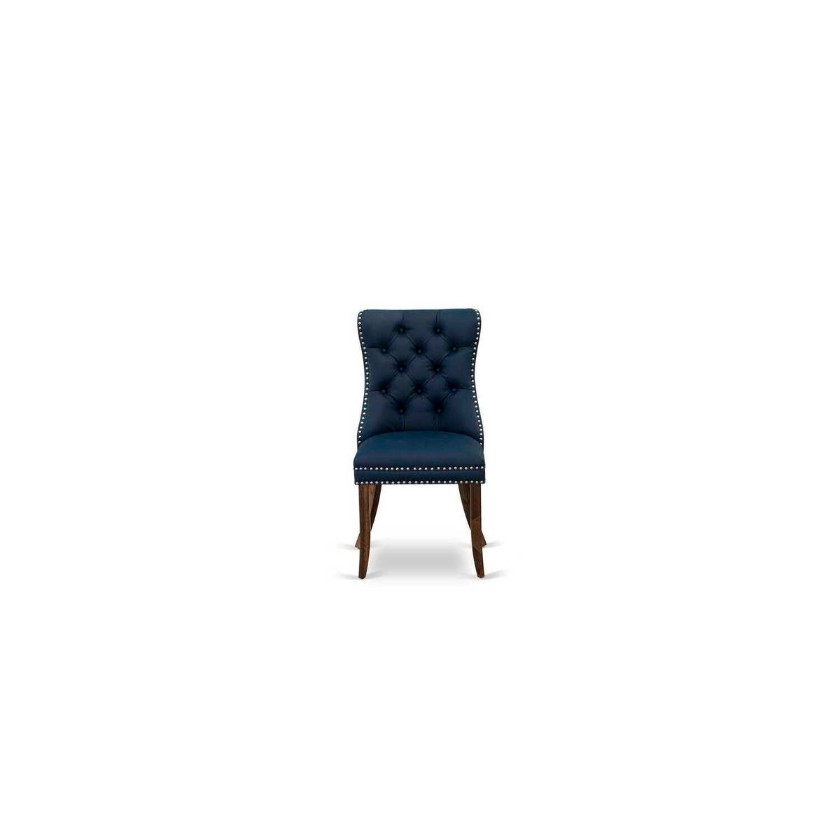 9 Pieces Dining Table Set with 8 Navy Blue Faux Leather Chairs Z6024