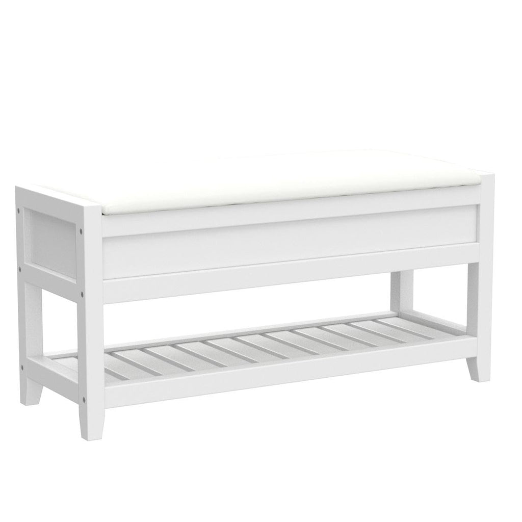 Clean White Seating Bench with Shoe Storage U974