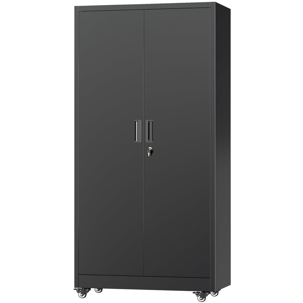 Black Metal Storage Cabinet with 4 Swivel Wheels A245