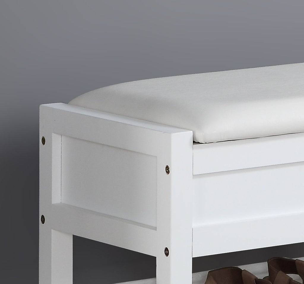Clean White Seating Bench with Shoe Storage U974