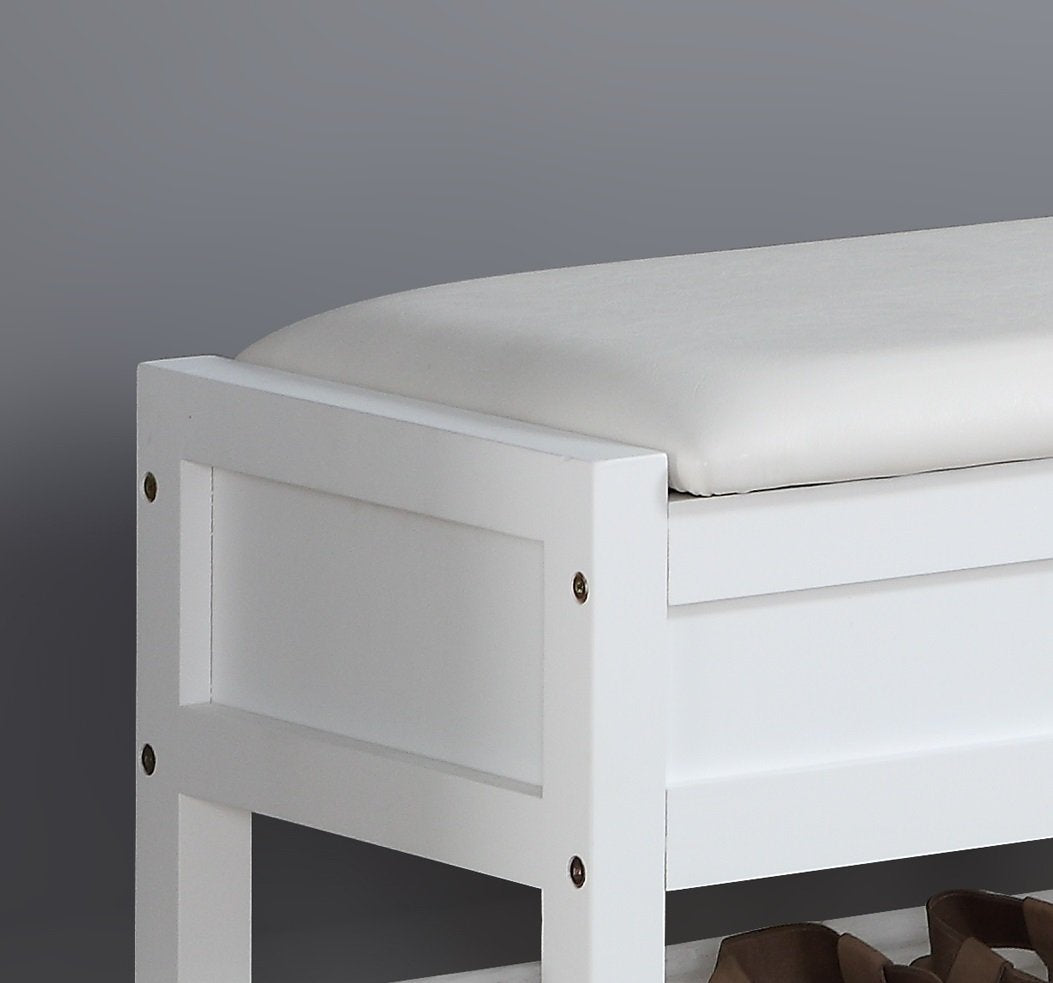 Clean White Seating Bench with Shoe Storage U974