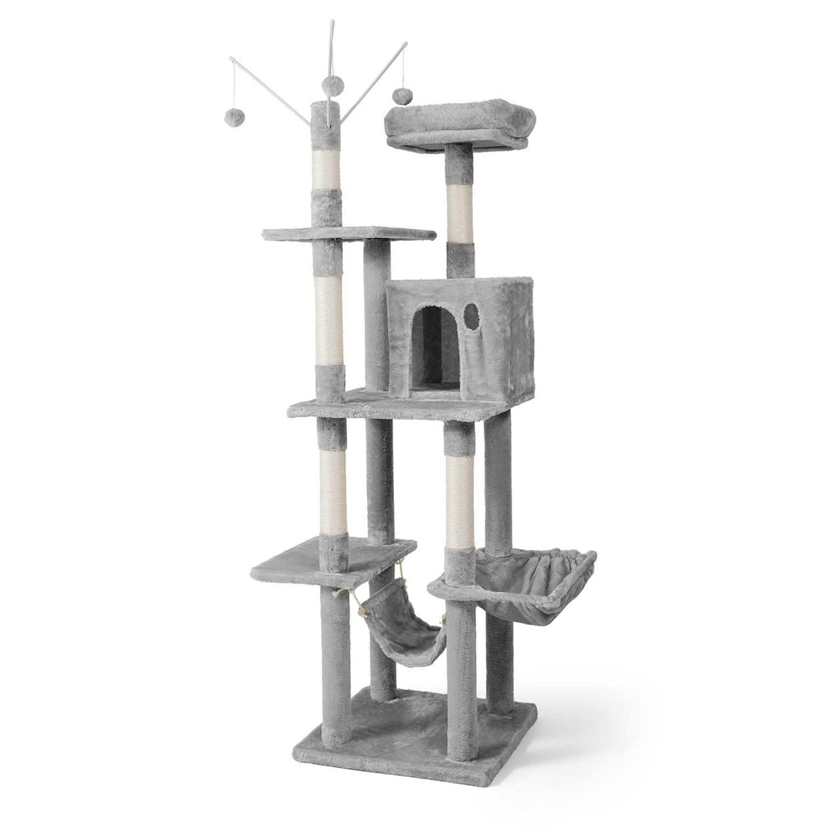 70-Inch Multi-Level Cat Tree with Hammock and Cat Cave K7537