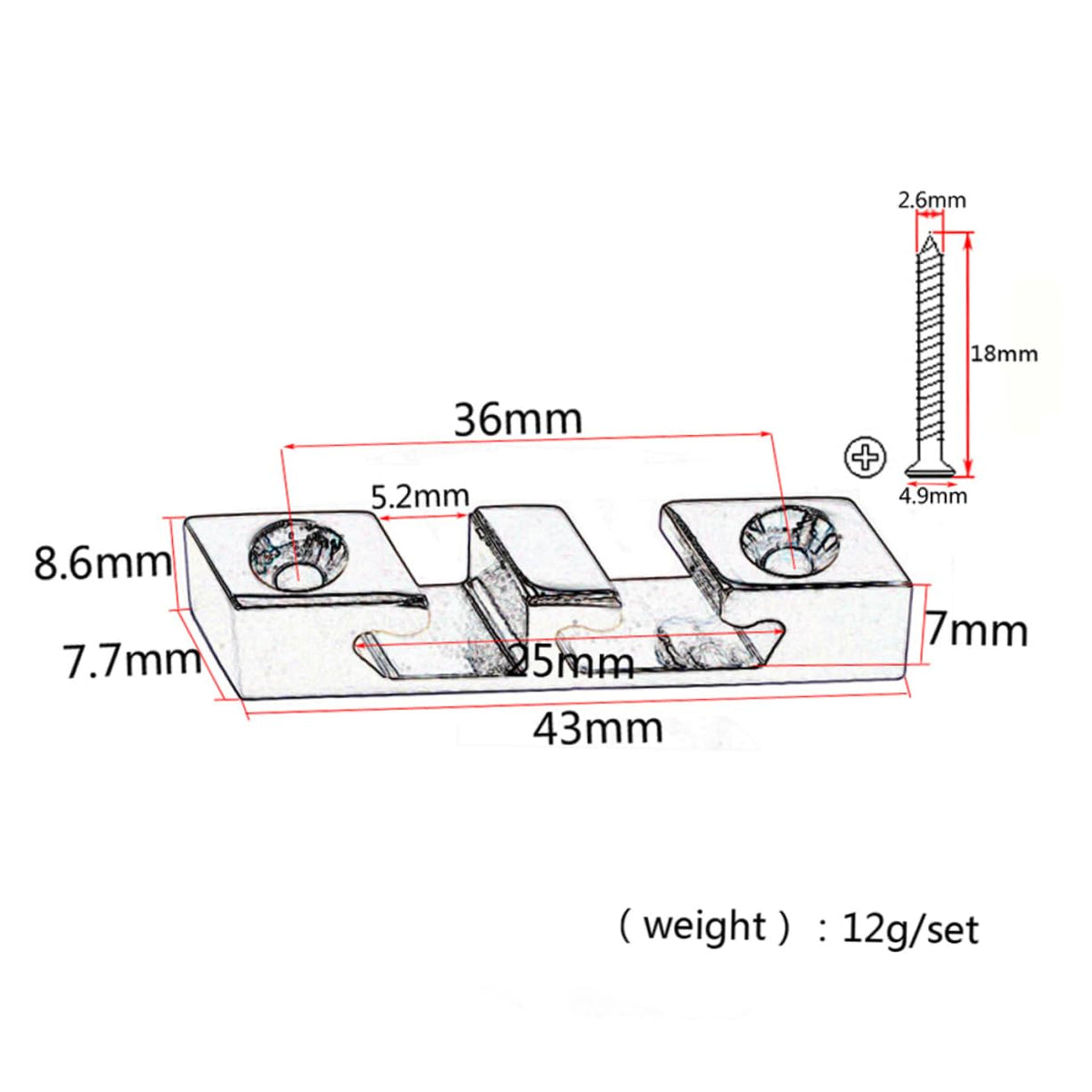 Black Metal Bass Guitar String Retainer F97402