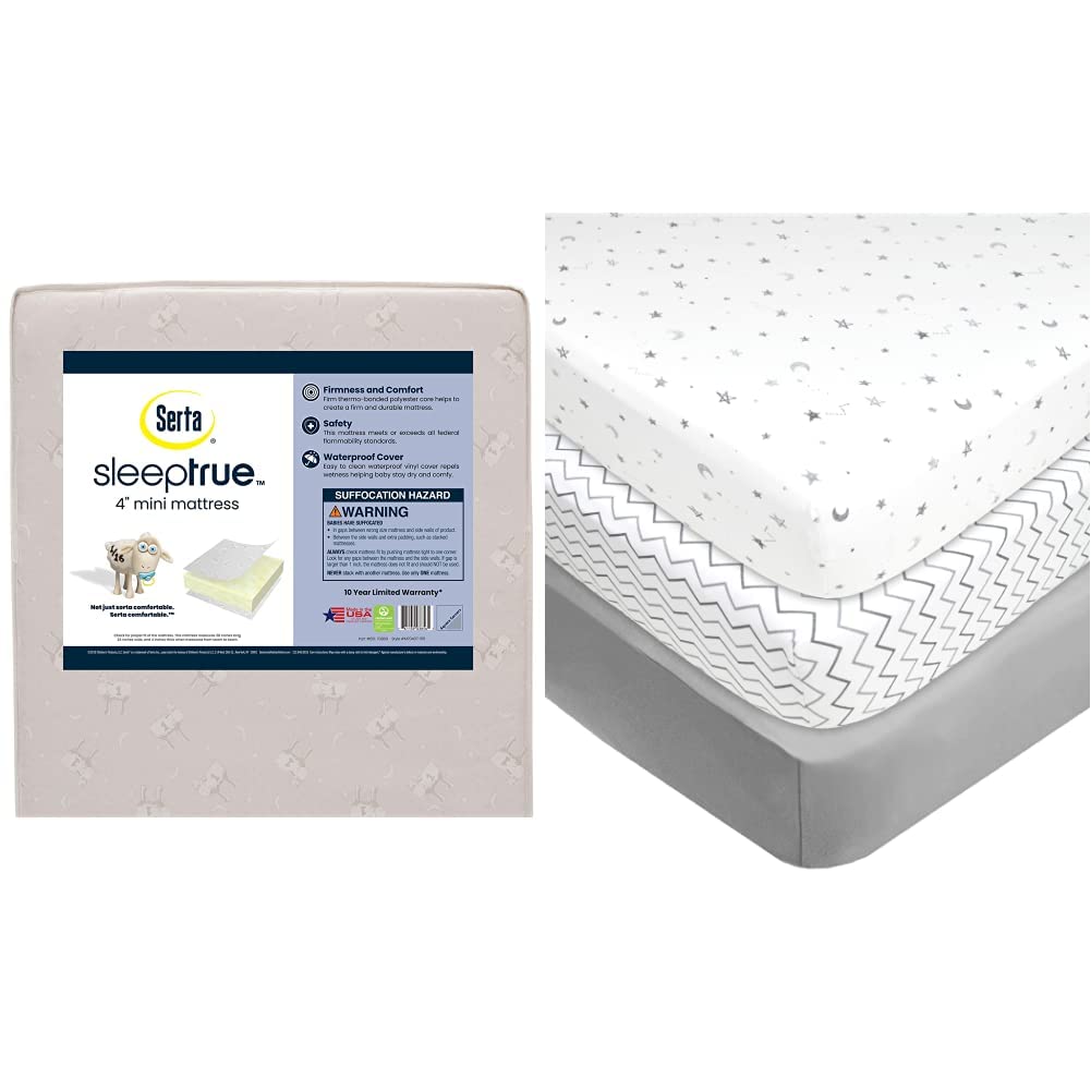 Mini Crib Mattress and 3 Pack Fitted Mini Crib Sheet Set F160