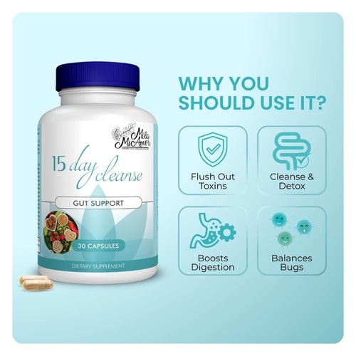 15 Day Gut and Colon Cleanse with Senna, Cascara Sagrada & Psyllium Husk 30 Capsules Q711185