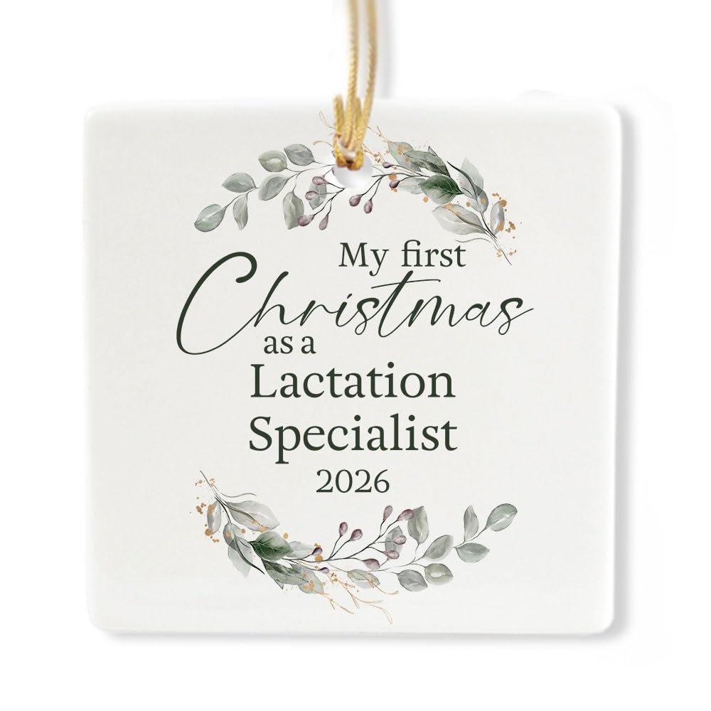 Ceramic 3-inch Square-Shaped Botanical Wreath Ornament J82795