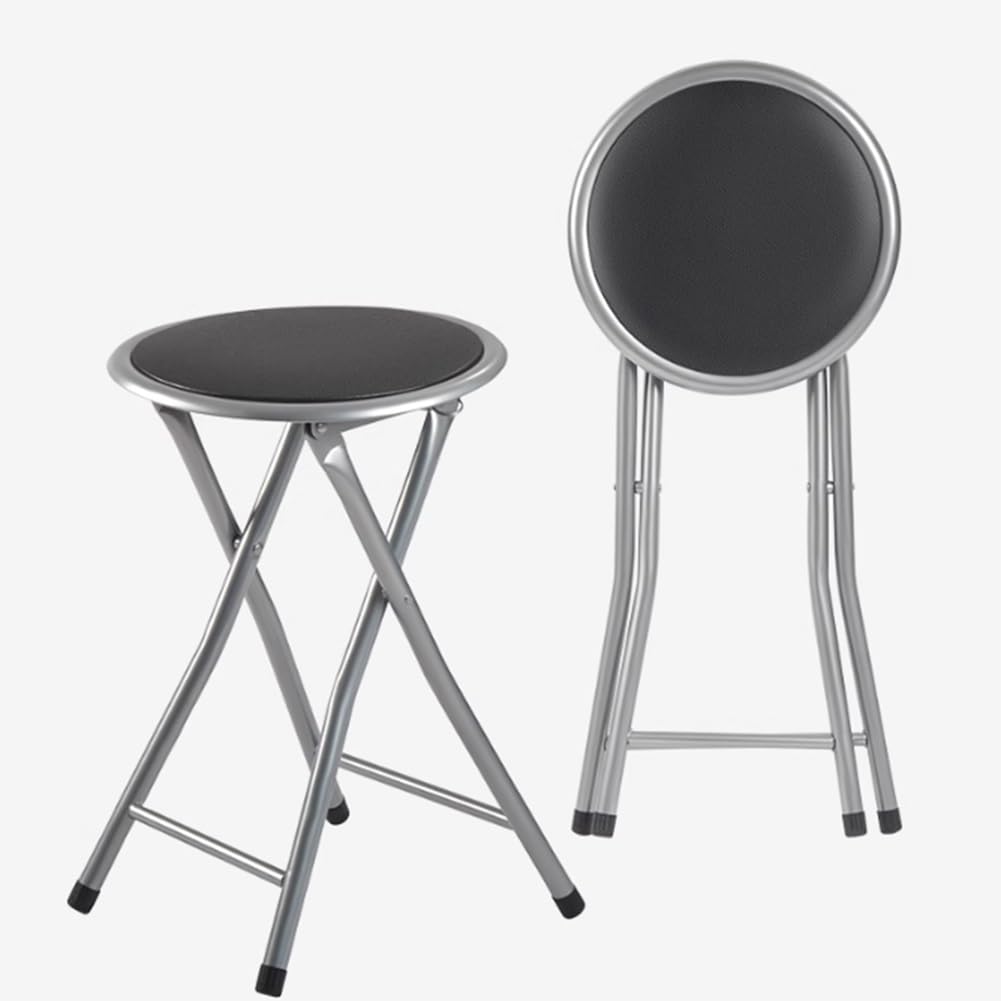 2 Pcs Portable Folding Stools, 18 Inch 330 Lb Capacity Black M10632