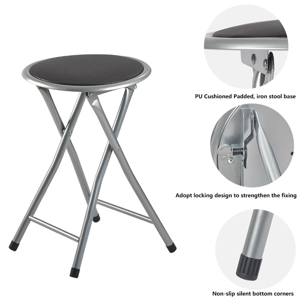 2 Pcs Portable Folding Stools, 18 Inch 330 Lb Capacity Black M10632