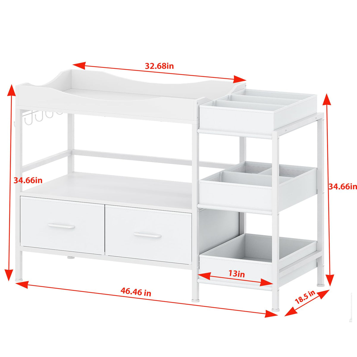 White Baby Changing Table with Storage T15643