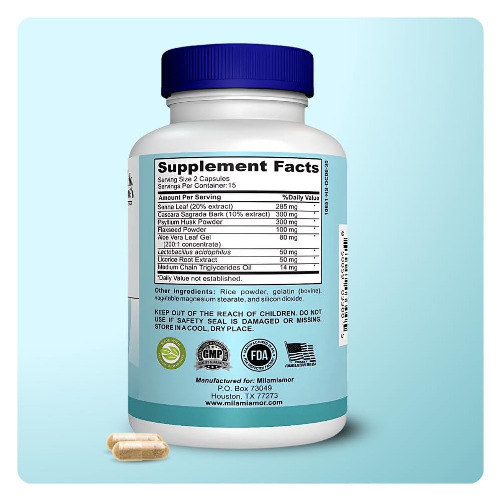 15 Day Gut and Colon Cleanse with Senna, Cascara Sagrada & Psyllium Husk 30 Capsules Q711185