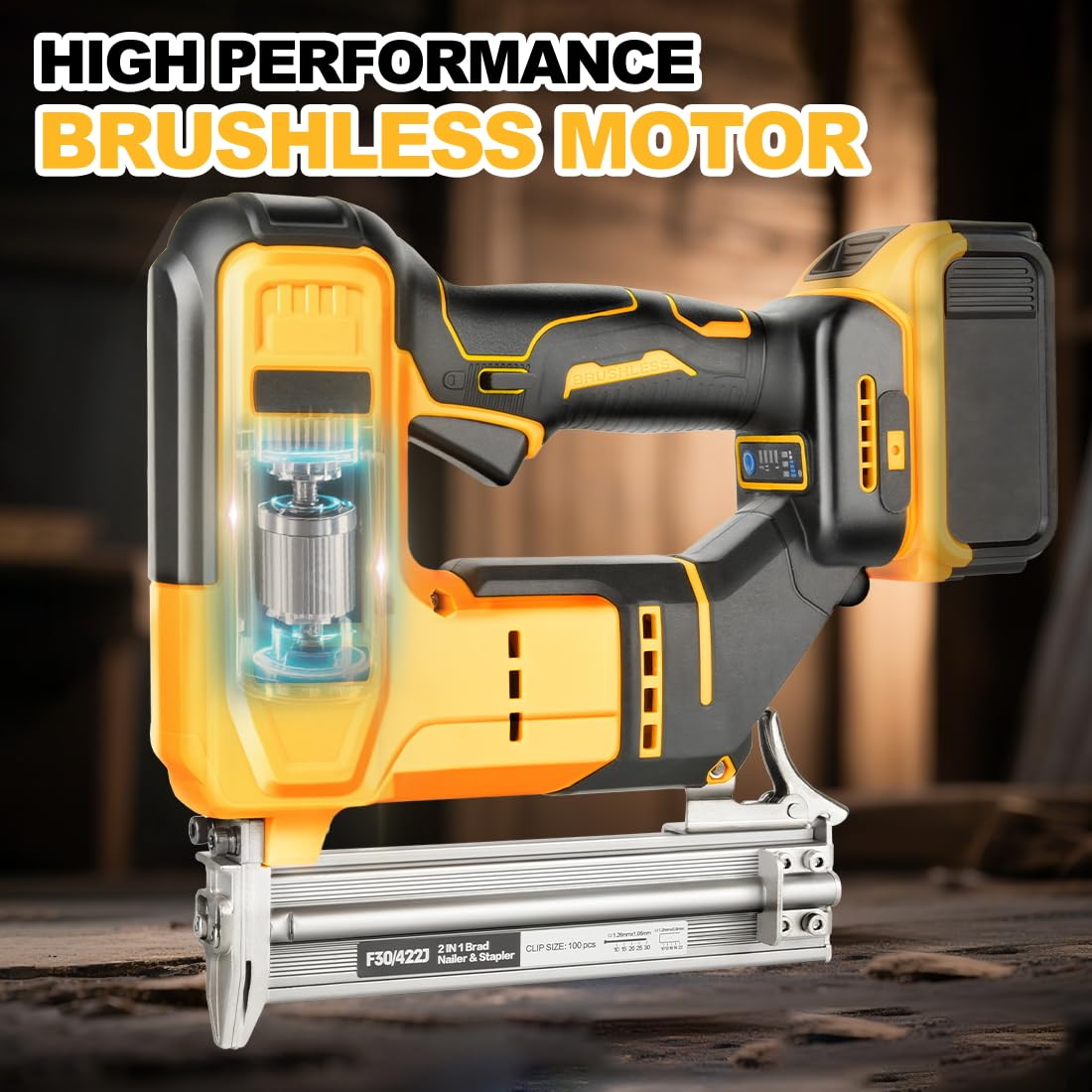18 Gauge Cordless Brad Nailer 2 in 1 Nail/Staple Gun Y4232