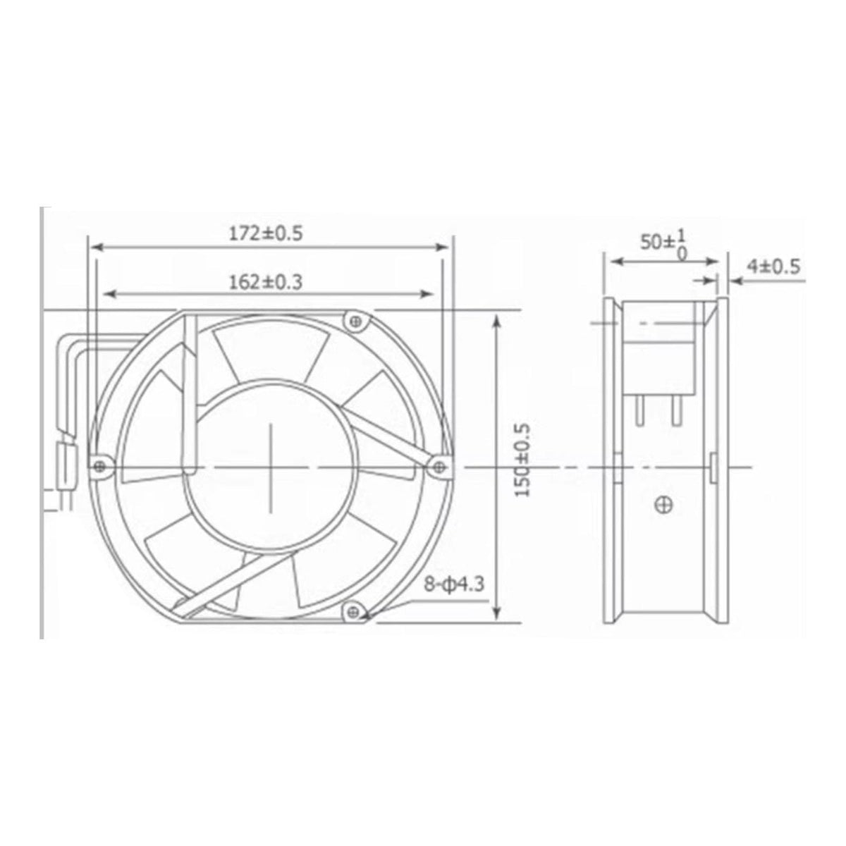 24V 172mm Cooling Fan 3Pin 3Wire Dual Ball N629