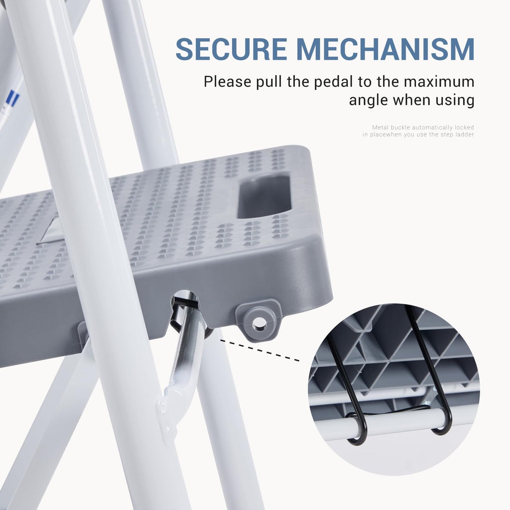 2 Step Ladder with Anti-Slip Pedal and Handrail, 800lbs, Grey M42796