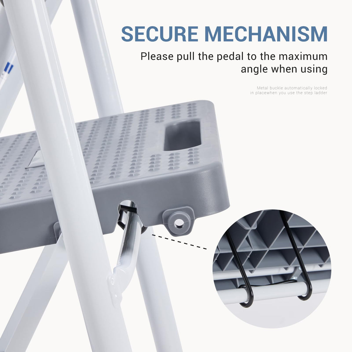 2 Step Ladder with Anti-Slip Pedal and Handrail, 800lbs, Grey M42796