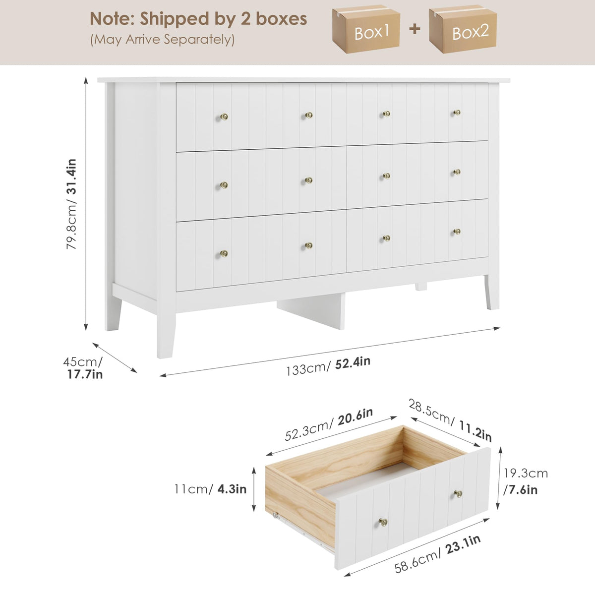 White 6 Drawer Dresser Z558130