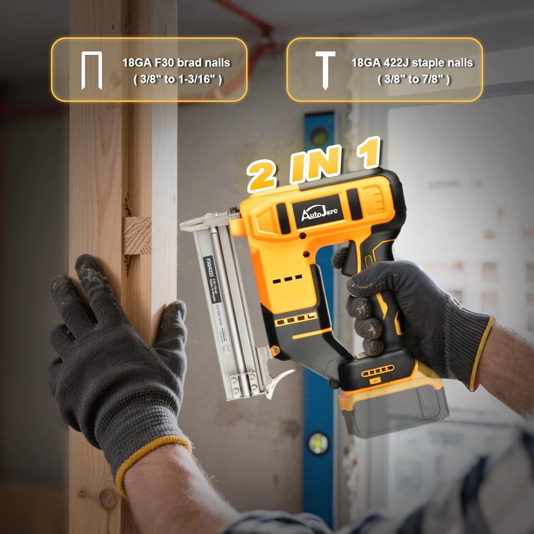 18 Gauge Cordless Brad Nailer 2 in 1 Nail/Staple Gun Y4232