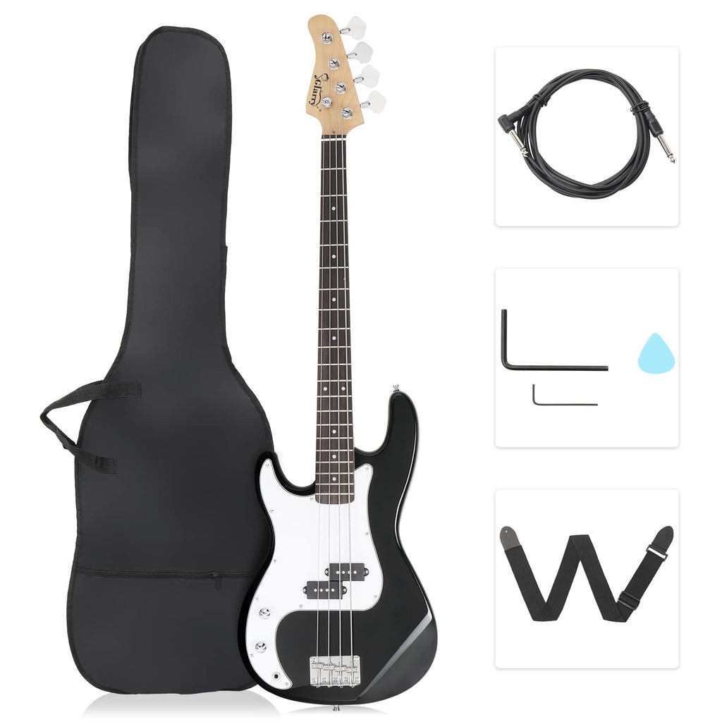 Left Hand 4 String Electric Bass Guitar Kit with Bag Black Y792