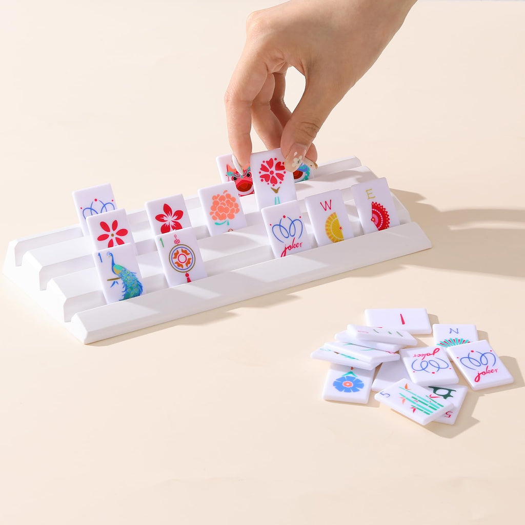 160 Printed American Mahjong Tile Set with 4 Racks & Carrying Bag W421