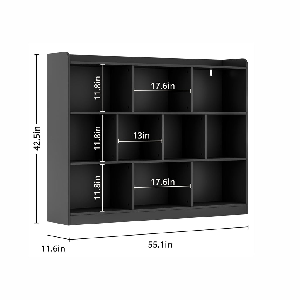 Black 3 Tier Wood Bookshelf V949797