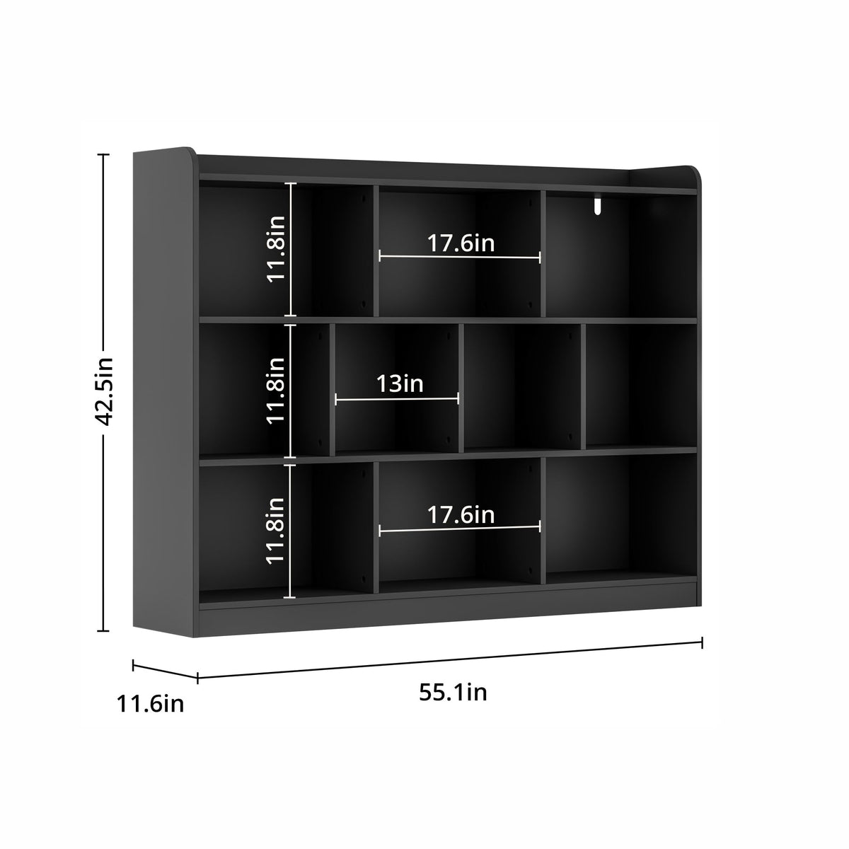 Black 3 Tier Wood Bookshelf V949797