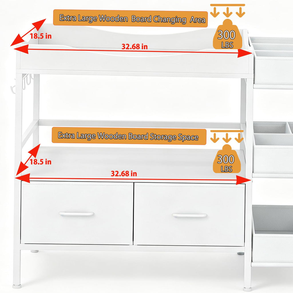 White Baby Changing Table with Storage T15643