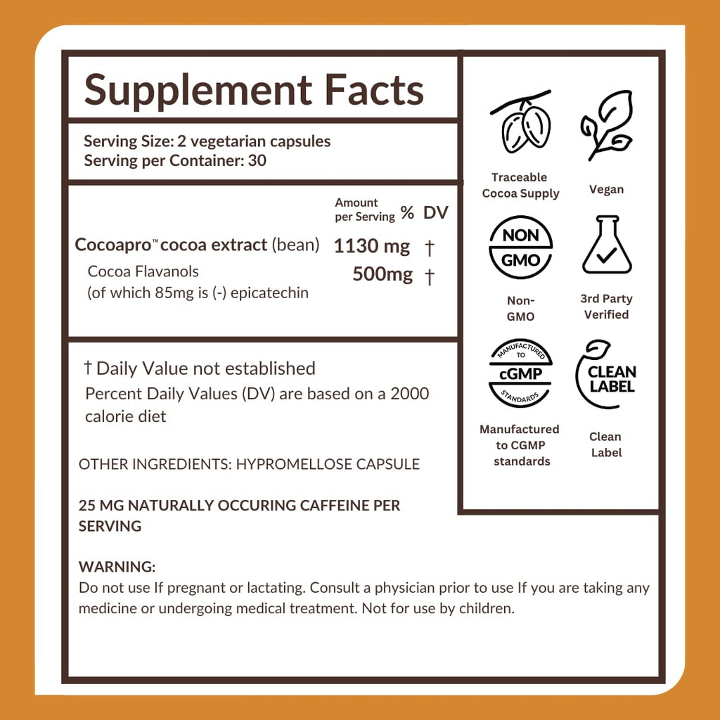 500mg High Flavanol Cocoa Supplement 60 Capsules B7799