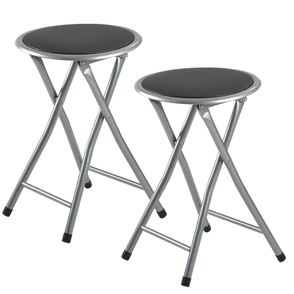 2 Pcs Portable Folding Stools, 18 Inch 330 Lb Capacity Black M10632