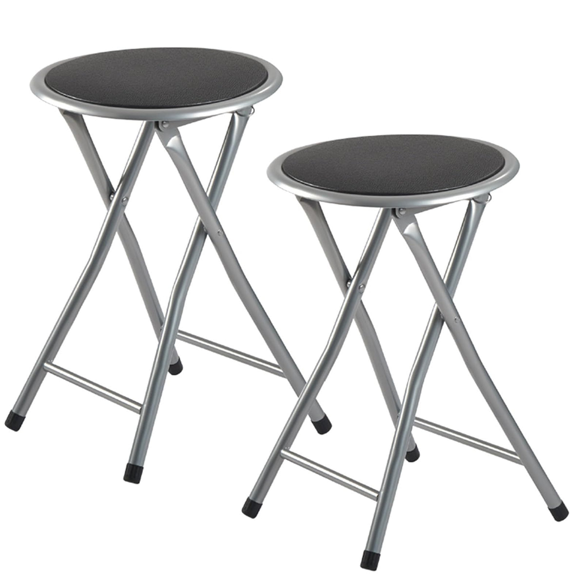 2 Pcs Portable Folding Stools, 18 Inch 330 Lb Capacity Black M10632