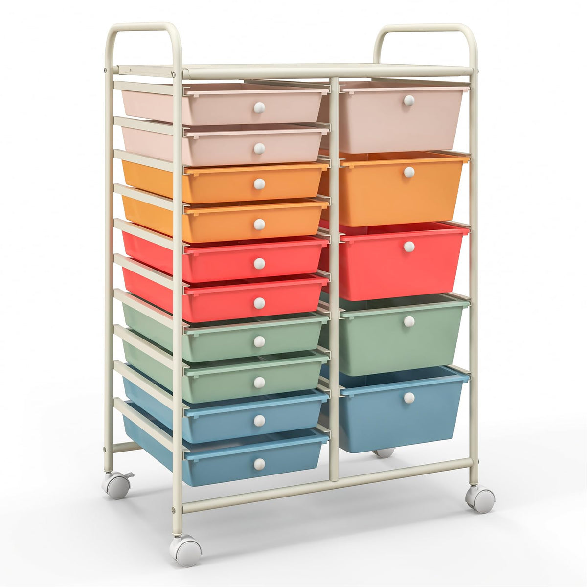 15 Drawer Multicolor Rolling Storage Cart I2499