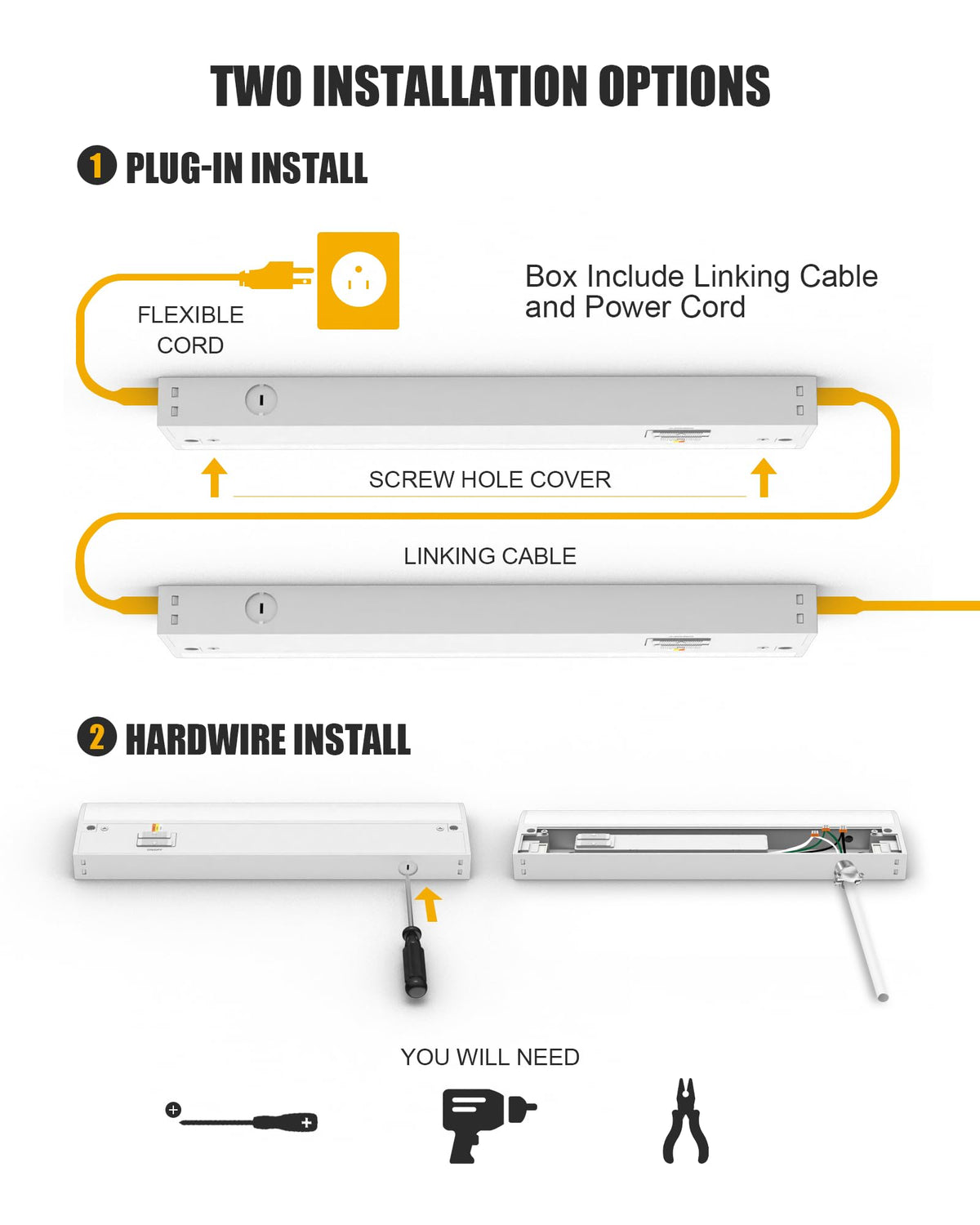 Under Cabinet Lighting with Power Cord E681454