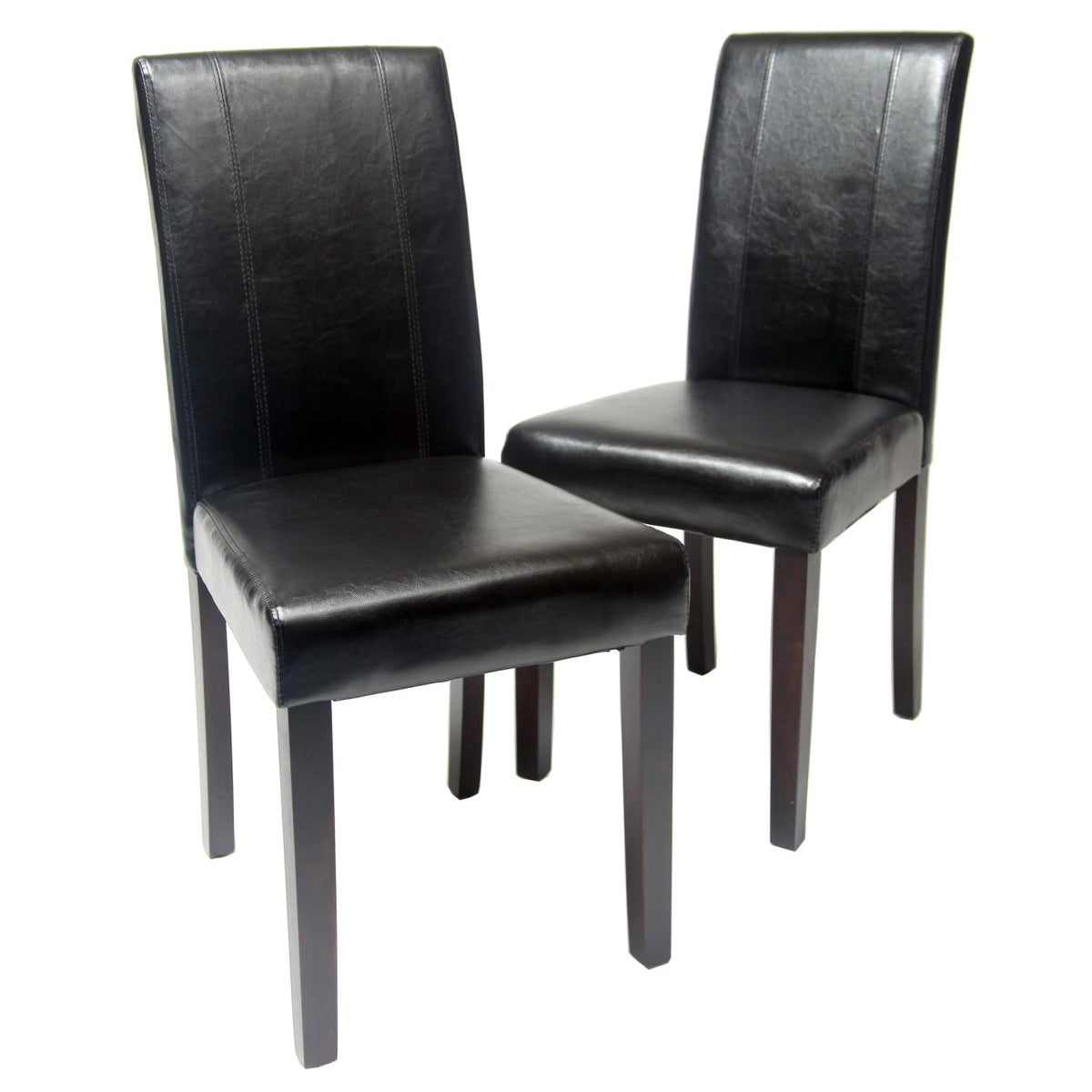 Black Faux Leather Parson Chair Set of 2 H666