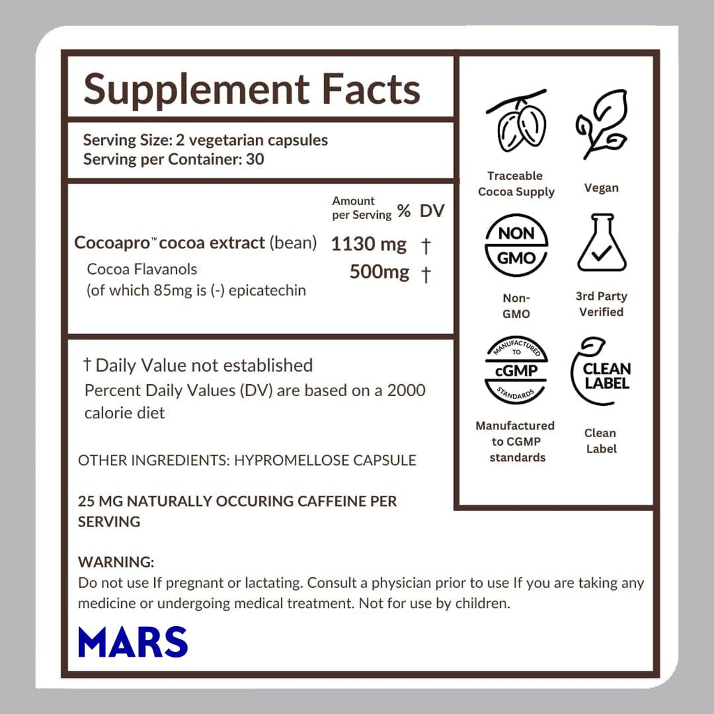 500mg High Flavanol Cocoa Supplement 60 Capsules B7799