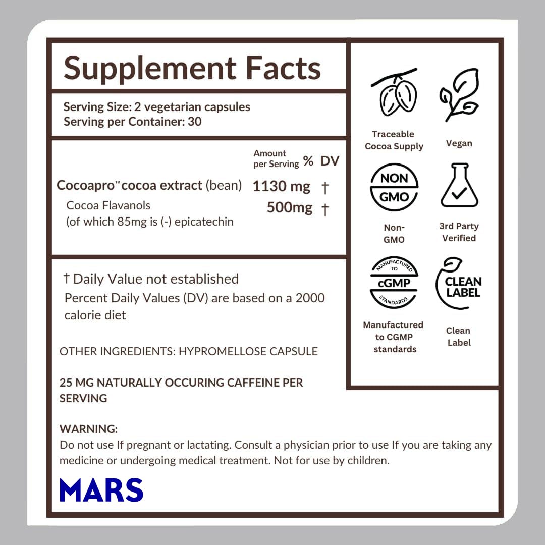 500mg High Flavanol Cocoa Supplement 60 Capsules B7799
