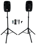 Powered PA Speaker Package with Mic Stands Cables C19127