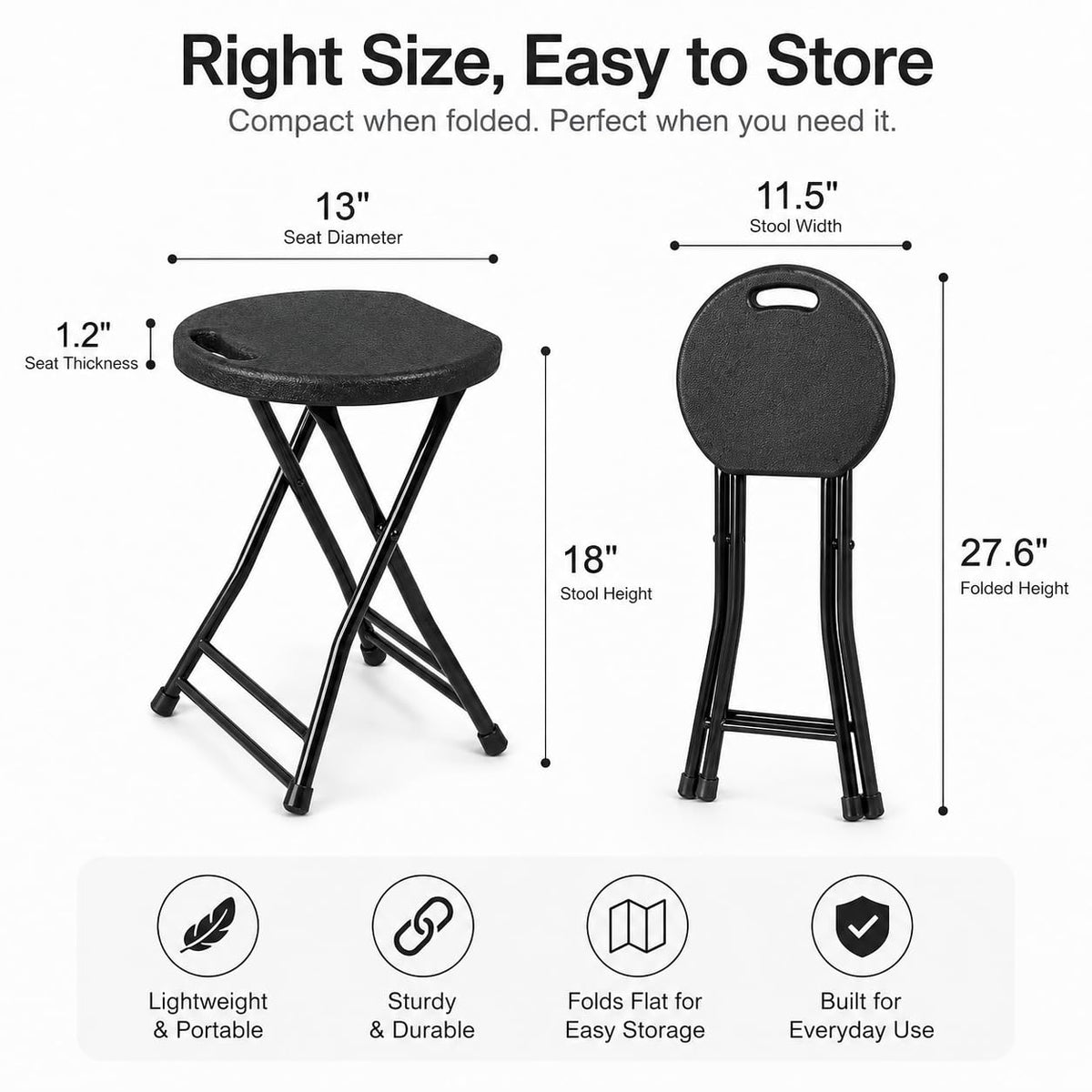 Folding Stool with Handle and Non-Slip Feet X634