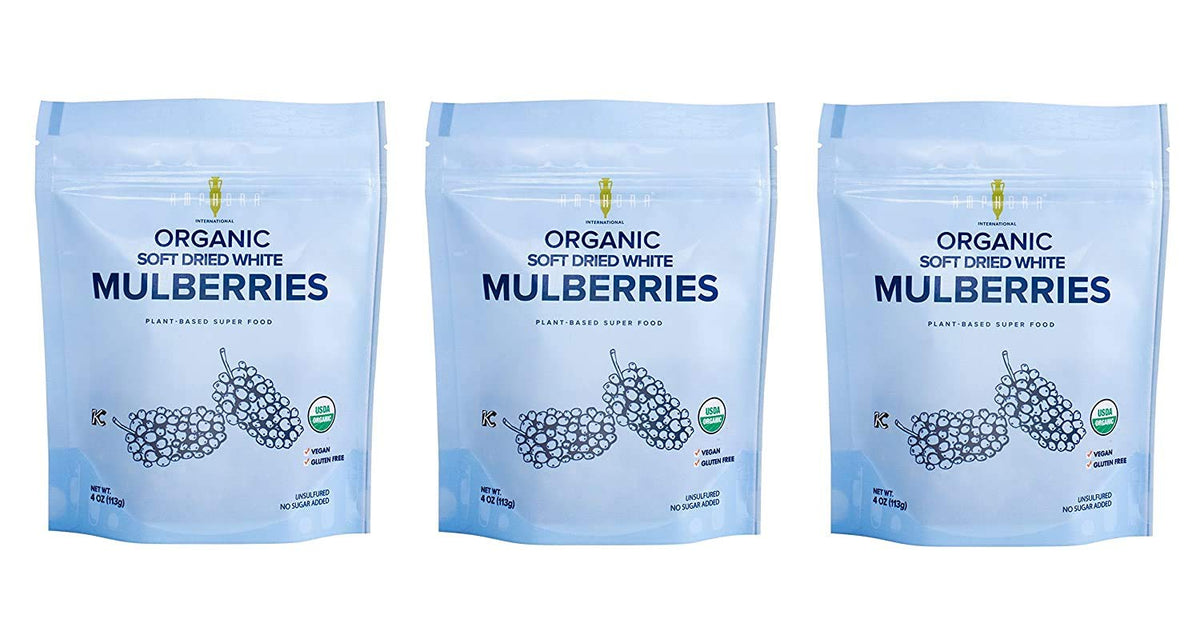 Organic Soft Dried White Mulberries 4 Ounce (Pack of 3) V388