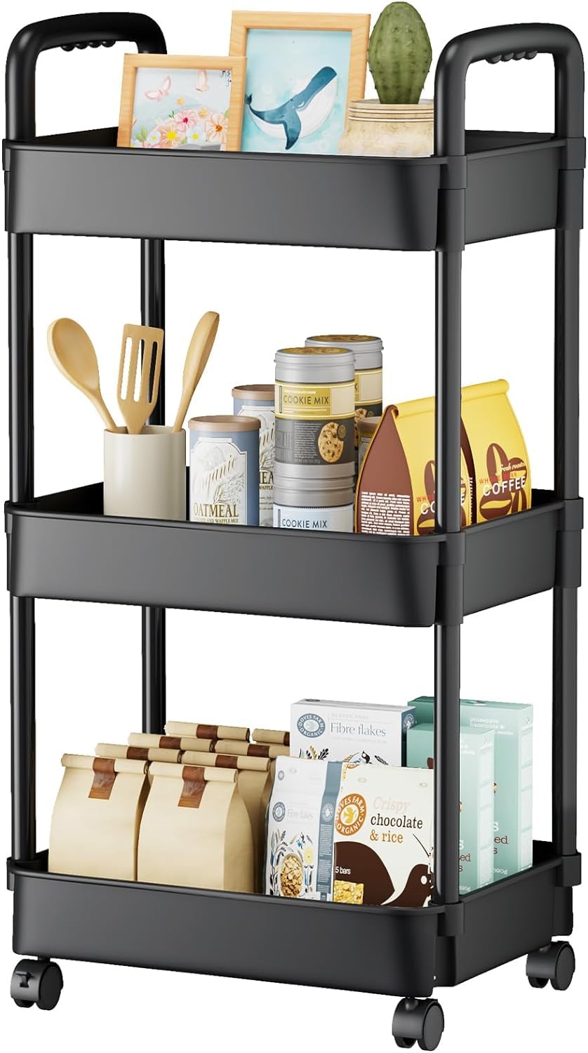 Black 3 Tier Rolling Cart J283284