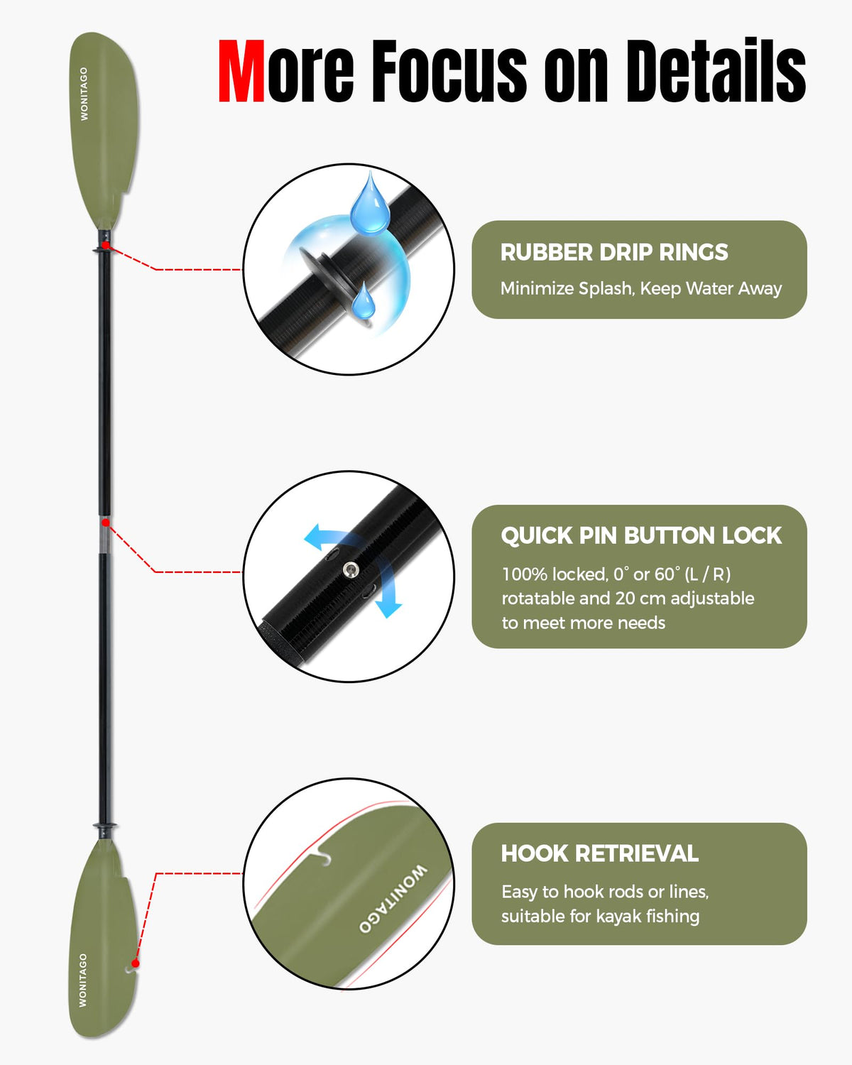 Adjustable Fiberglass Kayak Paddle D730098