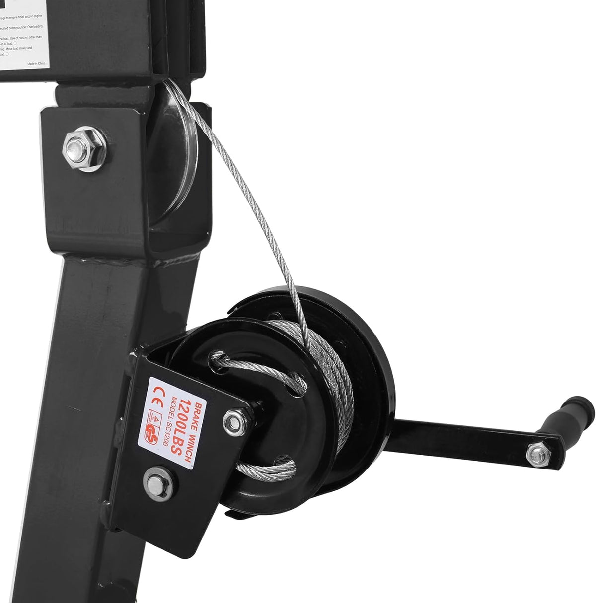 Hydraulic Pickup Truck Crane with Hand Winch, 2000 lb Capacity, 360° Rotation, Black U393391