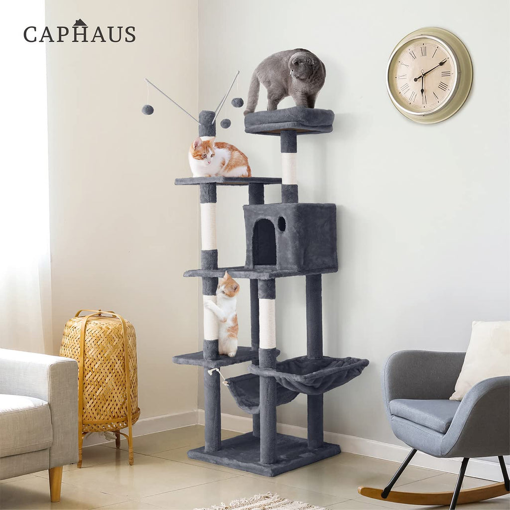 70-Inch Multi-Level Cat Tree with Hammock and Cat Cave K7537