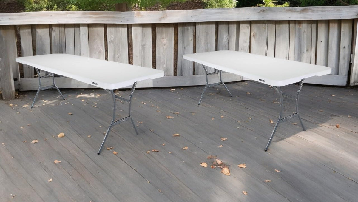 6-Foot Fold-in-Half Plastic Table, White Granite, 2 Pack W991917