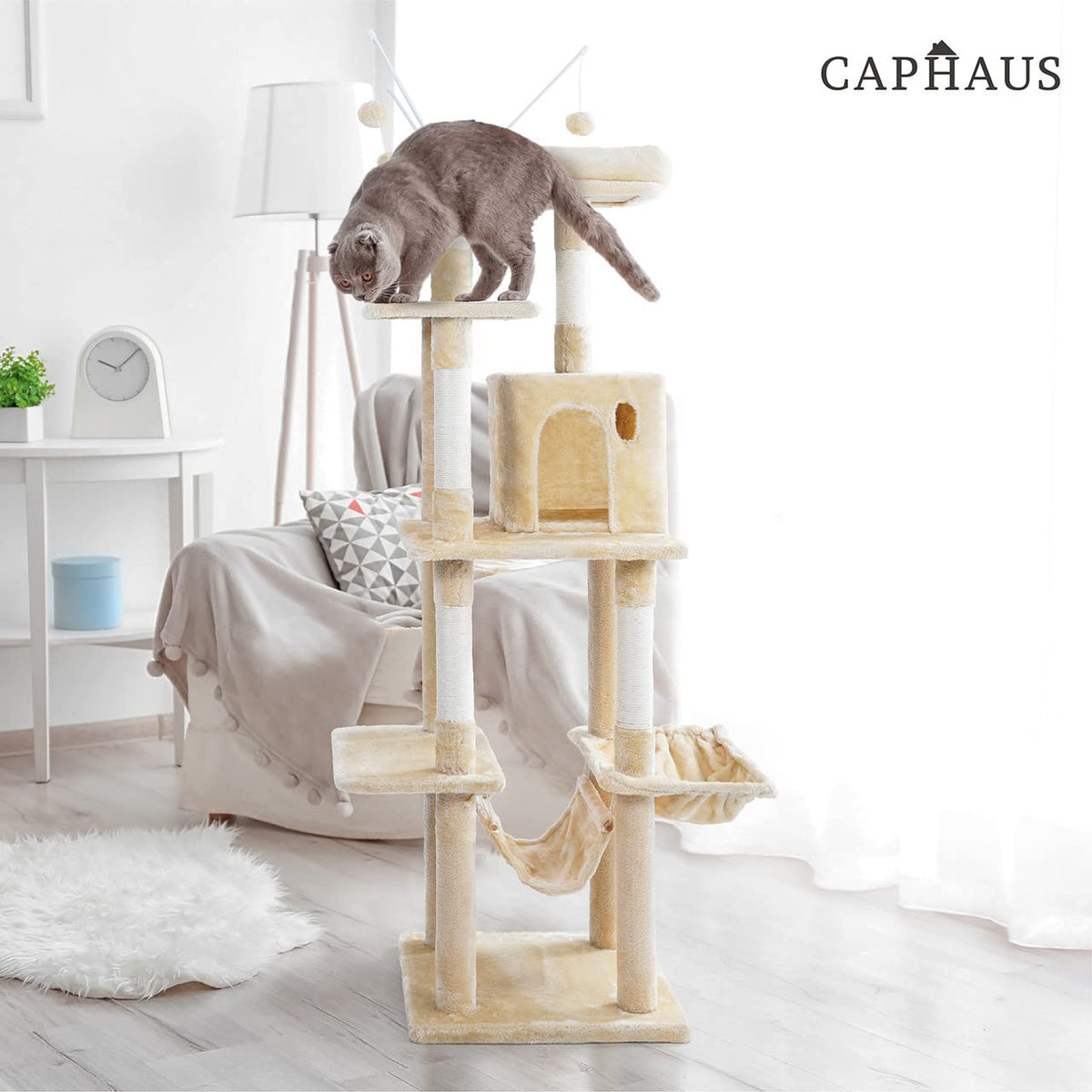 70-Inch Multi-Level Cat Tree with Hammock and Cat Cave K7537