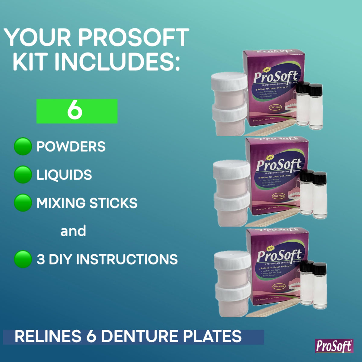 Denture Reliner Kit, 3 Boxes Z329