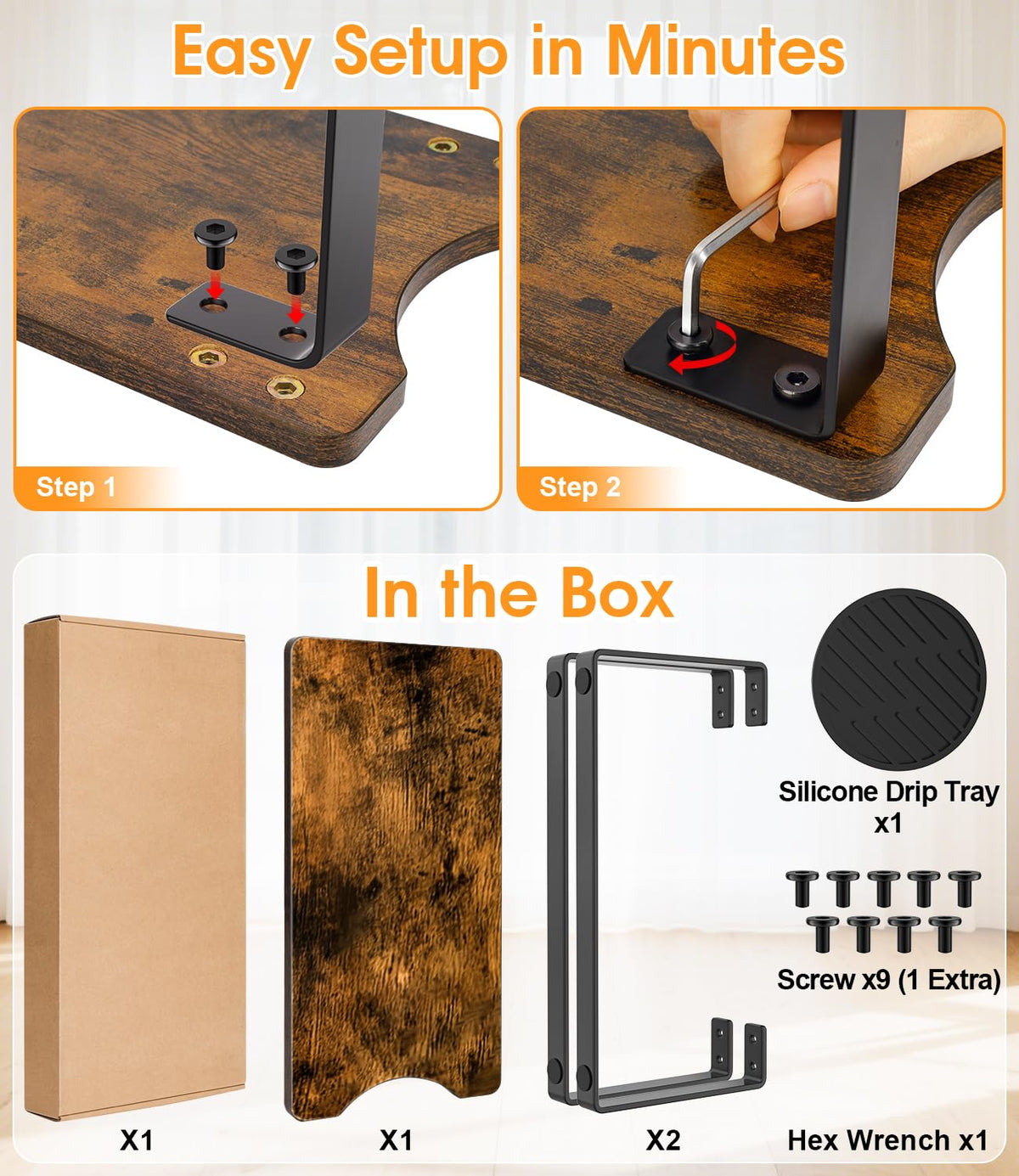 Wood Water Filter Dispenser Stand with Drip Tray A39020