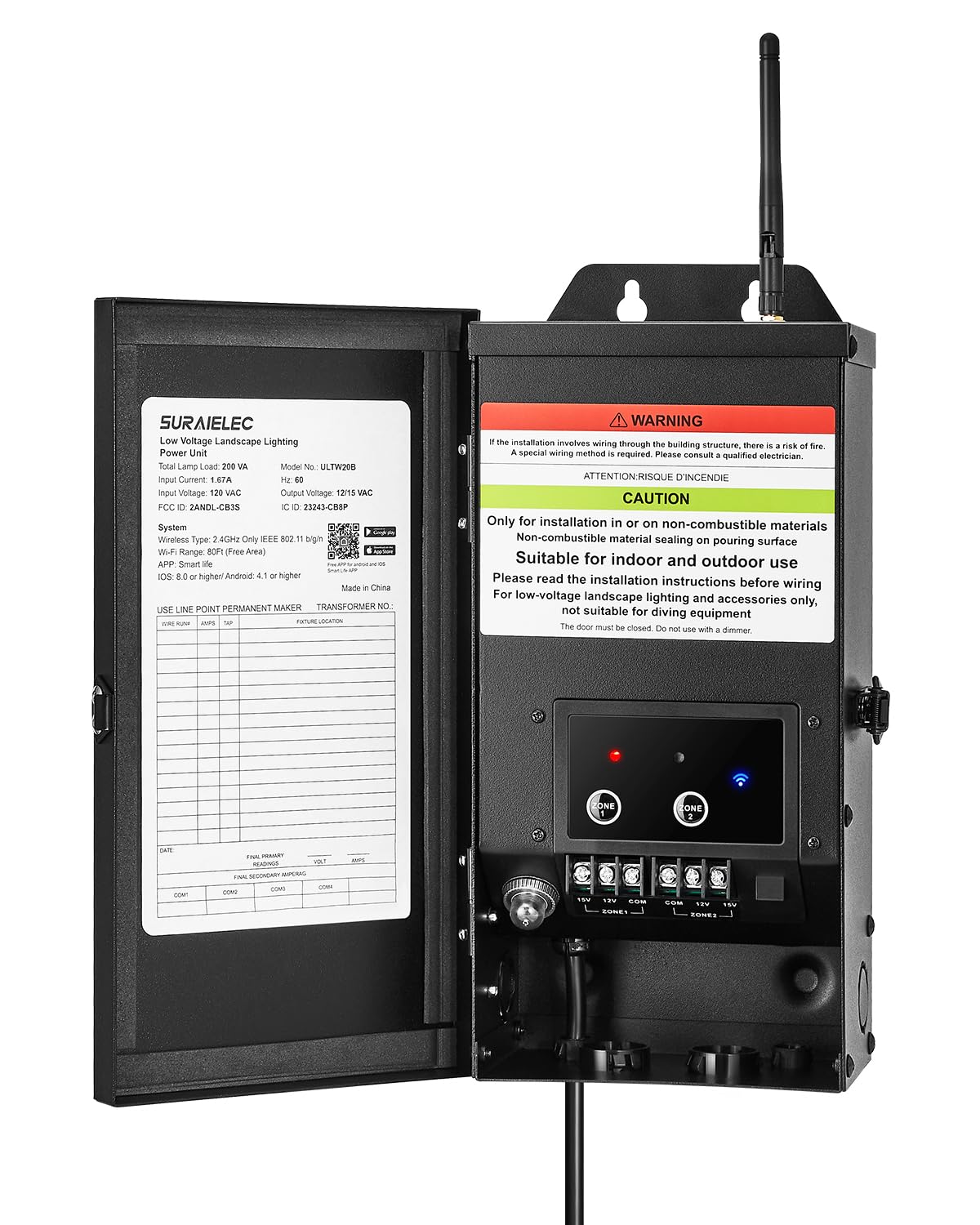 200W Smart Wi-Fi Low Voltage Transformer with 2 Zone F6368