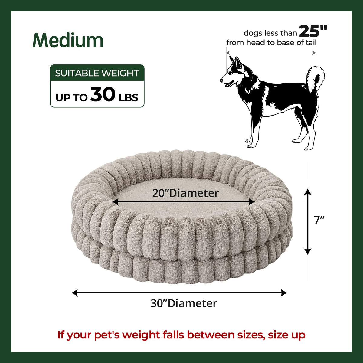 30 Inches Round Washable Dog Bed X900