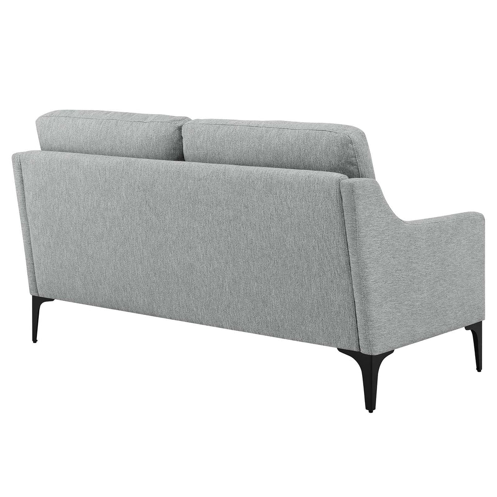 Light Gray Upholstered Fabric Loveseat U49160