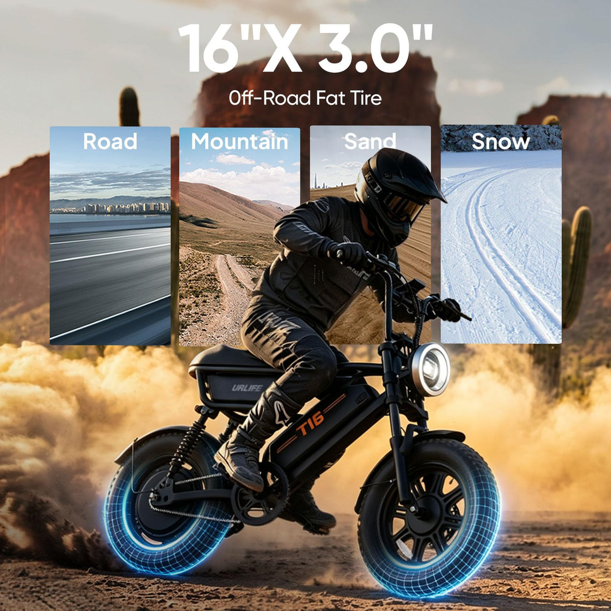 1000W Peak Electric Bike with 48V 13AH Battery, 16" Fat Tire Z696859