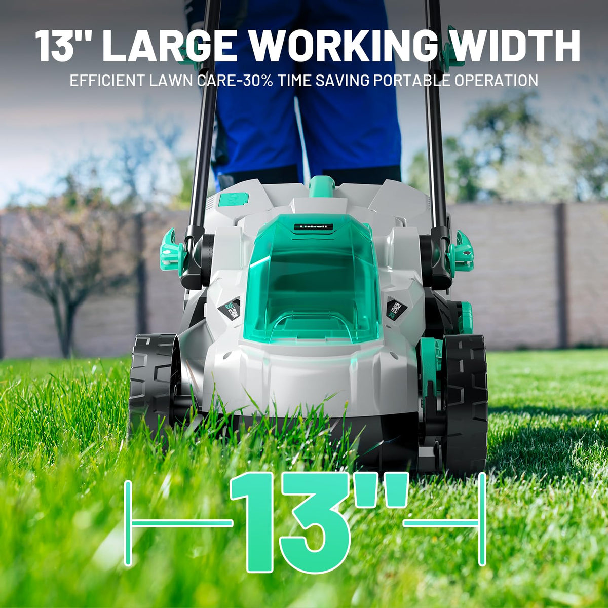 13" Cordless Electric Lawn Mower with Battery & Charger F35878