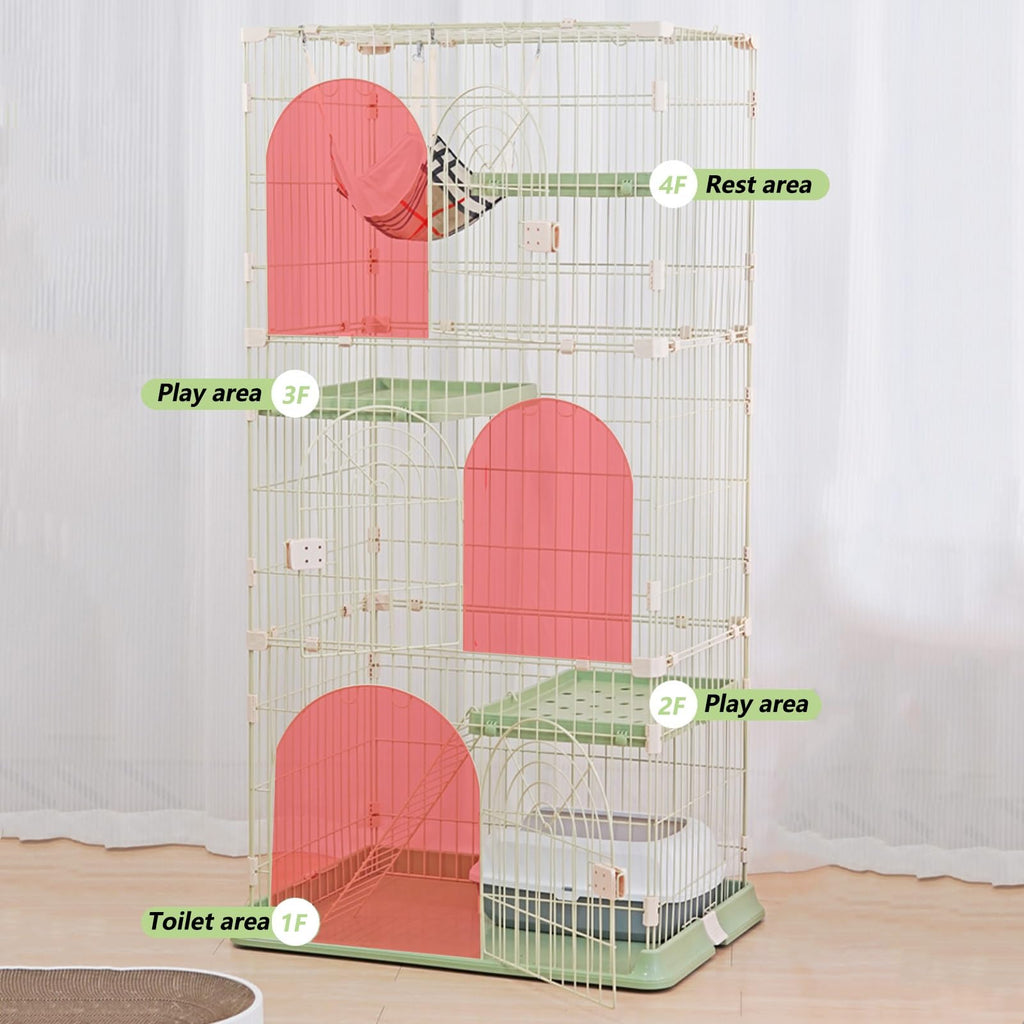3/4-Tier Wire Cat Cage Playpen Kennel with Hammock G269